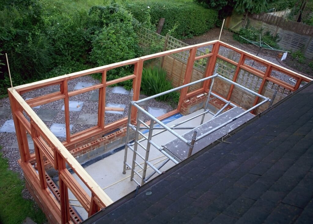 bespoke orangery - conservatory being built on back of house