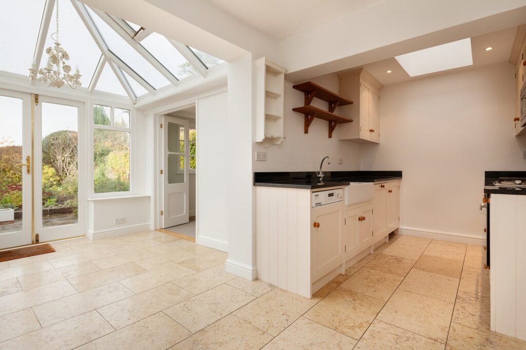 orangery extension - open plan kitchen and conservatory area